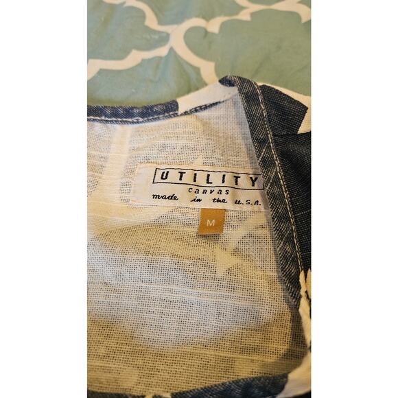 Utility Canvas Anchor Print Dress Made in USA Nautical Cotton Shift Size M - Picture 5 of 12